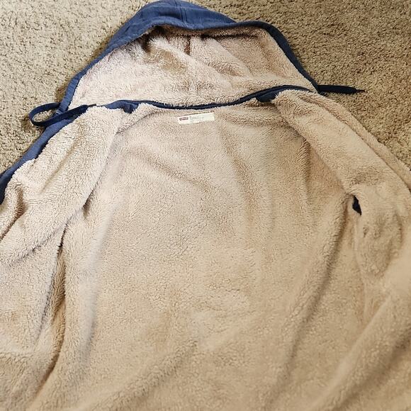 Levi's Mens Sherpa Lined Blue Hoodie Jacket Size XXL Full Zip Casual Workwear - Picture 6 of 10
